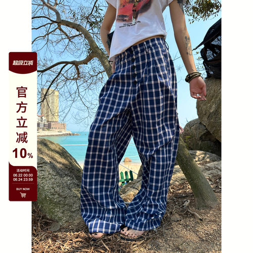 【F383】格子休闲长裤