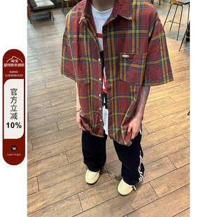 衬衫 复古格子短袖 宽松男女百搭情侣上衣 2023AW国潮原创美式 F383