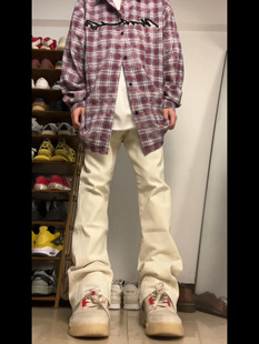 ins 坠感潮流显瘦长裤 F383 2023AW国潮原创简约纯色百搭直筒牛仔裤