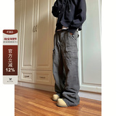 F383 宽松直筒男女ins 牛仔长裤 2026美式 水洗重磅cleanfit纱线工装