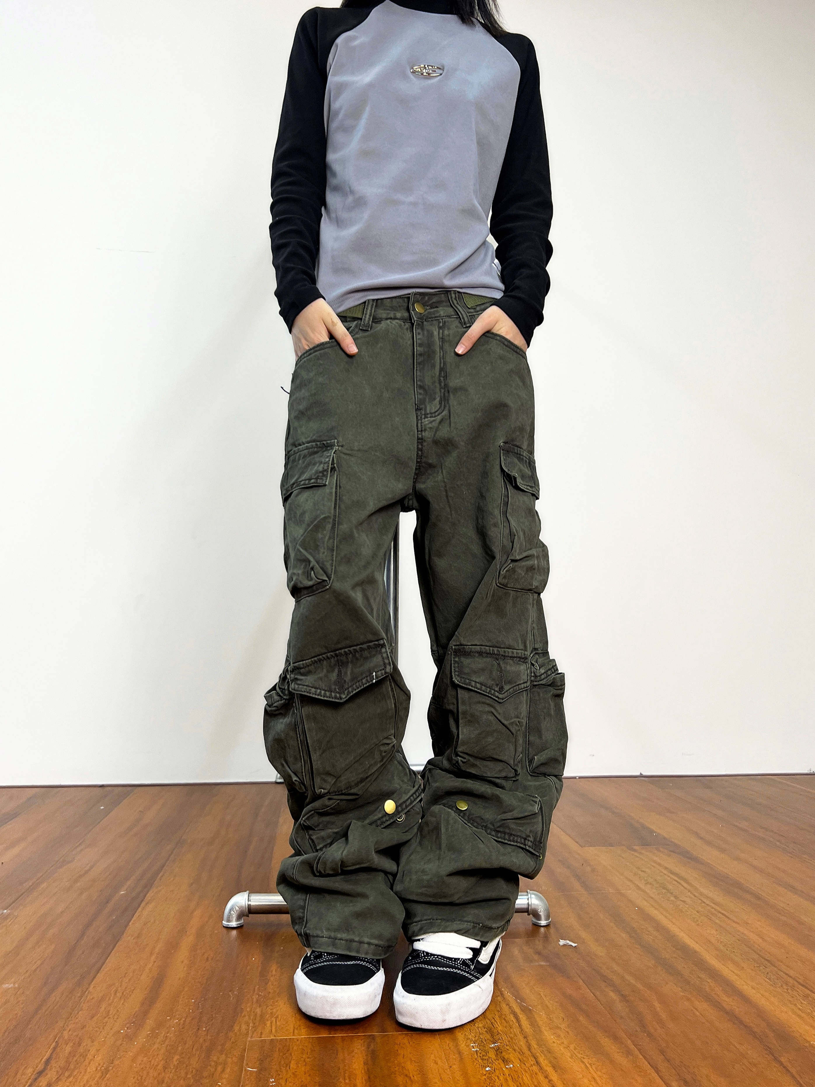 F383 2026AW国潮原创美式复古多口袋休闲宽松显瘦工装直筒裤男女