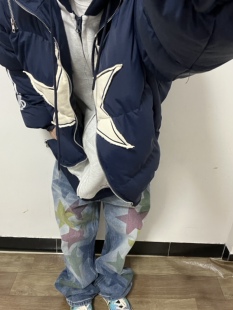 F383 2022AW国潮原创星星拉链棉服外套秋冬保暖厚夹克男女百搭ins