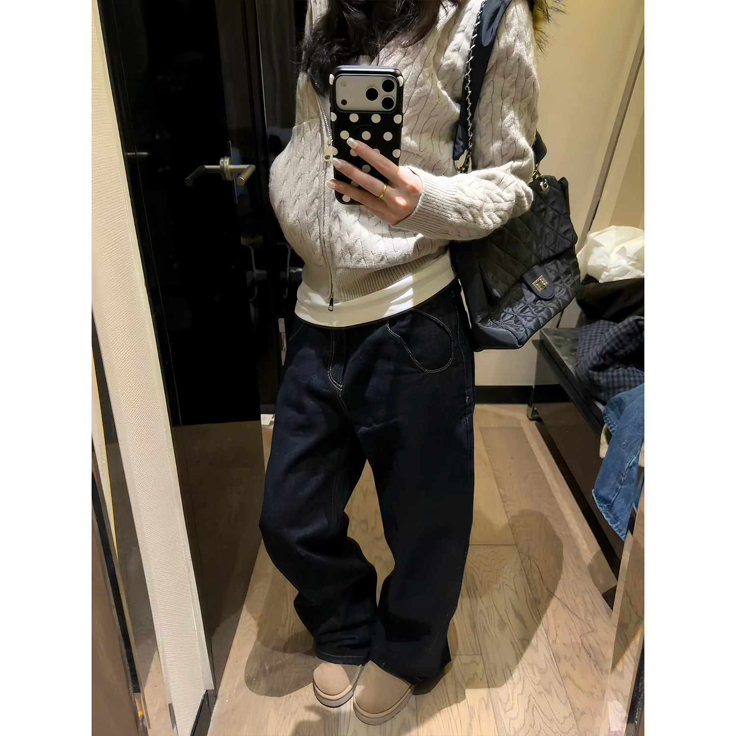 F383 美式复古原牛蓝cleanfit牛仔裤男女水洗宽松直筒垂感拖地裤