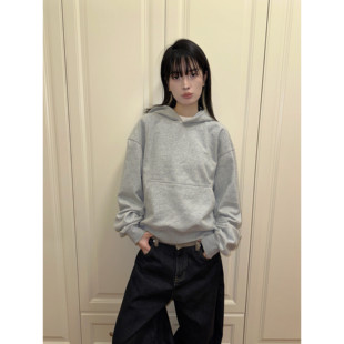 纯色连帽卫衣秋冬内搭男女ins 百搭简约cleanfit短款 F383 2026美式