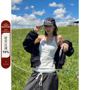 显瘦背心吊带T恤弹力螺纹休闲百搭上衣女辣妹潮 复古修身 F383 美式