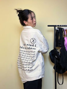 外套男女 背后字母印花拉链夹克休闲衬衫 F383 2023AW国潮原创美式