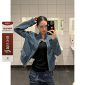 复古高级感气质小香风外套女短款 F383 美式 小众设计感蓝色夹克ins