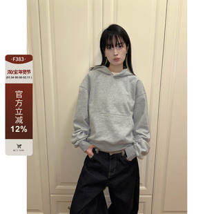 F383 2026美式百搭简约cleanfit短款纯色连帽卫衣秋冬内搭男女ins