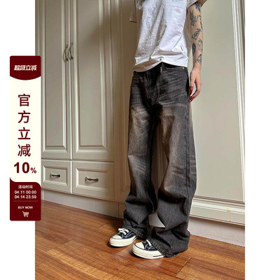【F383】复古显瘦修身牛仔裤