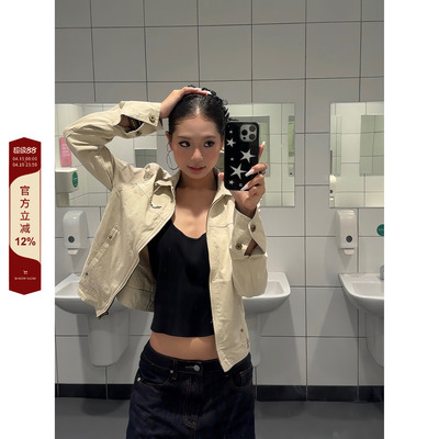 F383美式复古帆布短款夹克