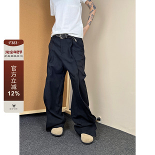 F383 2026美式复古简约cleanfit休闲直筒西裤男女款百搭垂感长裤