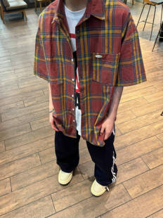 衬衫 复古格子短袖 宽松男女百搭情侣上衣 2023AW国潮原创美式 F383