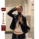 F383 复古解构质感牛仔外套宽松廓形修身 显瘦工装 夹克女 2026美式