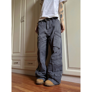 男小众设计感宽松痞帅炸街裤 F383 裤 复古解构多口袋工装 2024美式