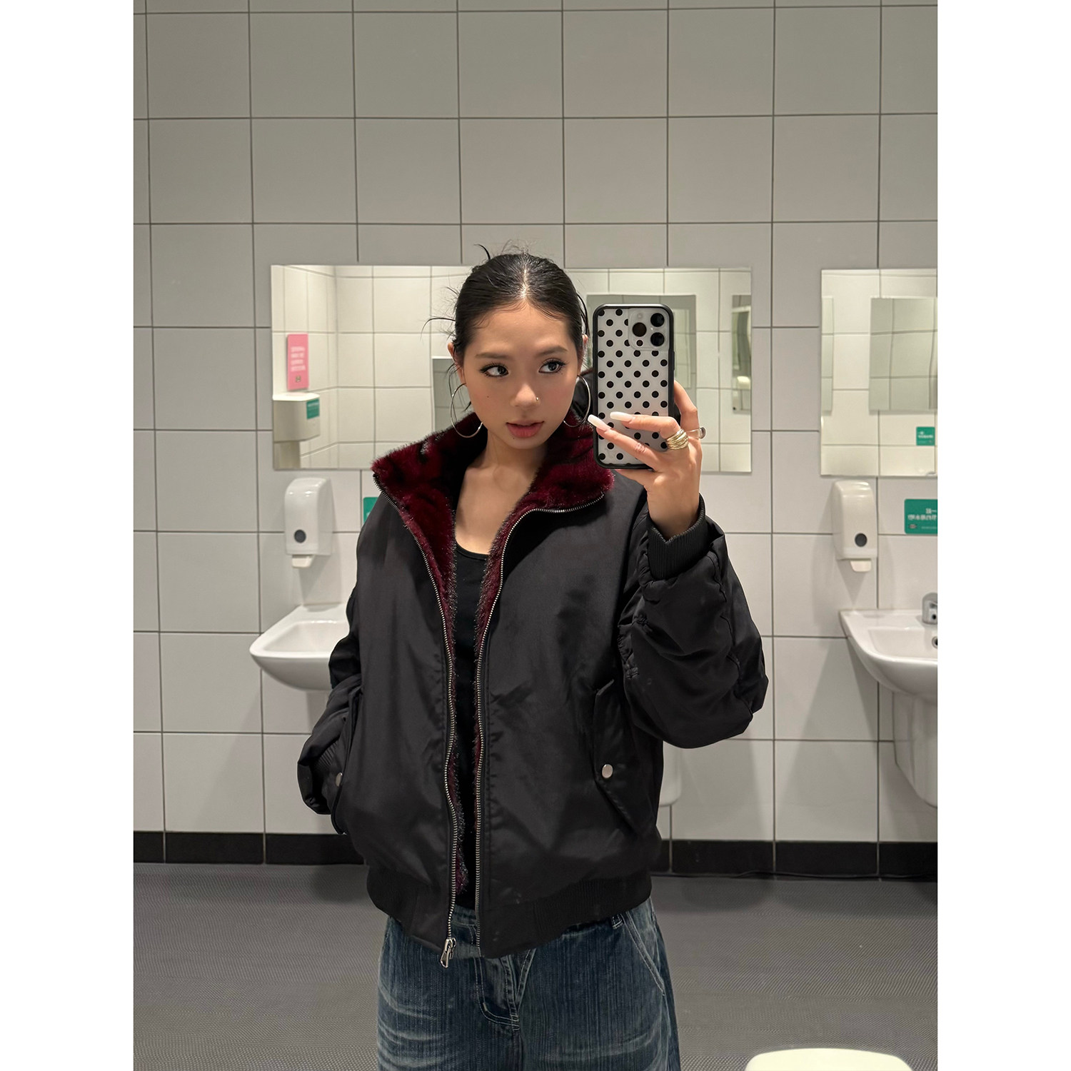 F383 美式复古ma1飞行夹克棉服座山雕毛领冬季高级感保暖立领外套