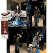 复古可拆卸高领绞花蝙蝠袖 F383 美式 毛衣女秋冬慵懒百搭显瘦上衣