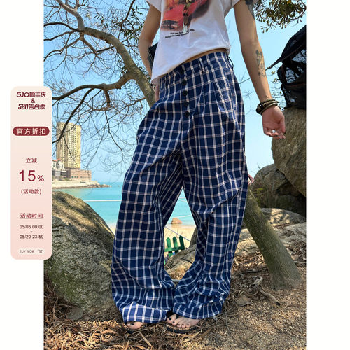 【F383】格子休闲长裤