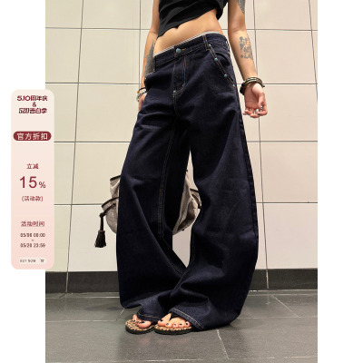 F383丹宁原色绿松石弯刀牛仔裤