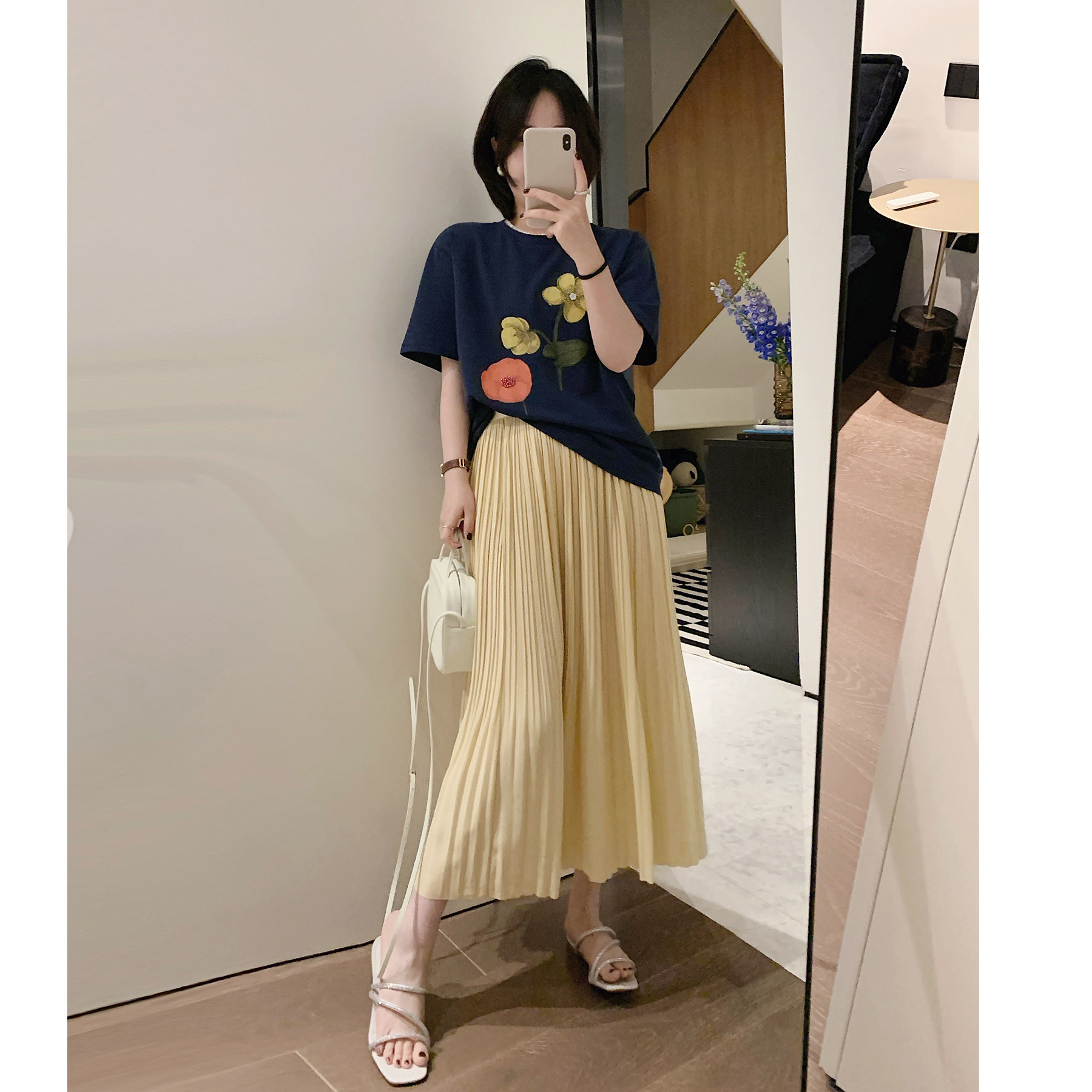 misslady法式复古纯色高腰显瘦百褶半身裙中长小个子夏季2024新款