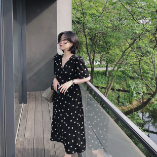 misslady自留韩国品质感小雏菊连衣裙显瘦高腰女性感气质夏中长款