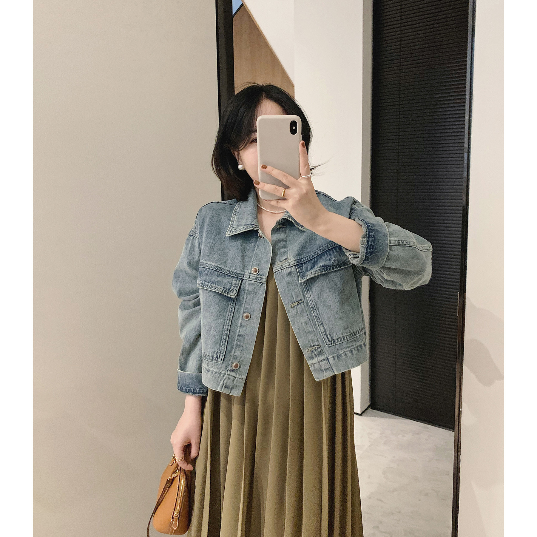 misslady韩系单排扣长袖通勤纯色复古纽扣短款设计牛仔外套上衣女,女装/女士精品,短外套,淘宝优惠券,粉丝福利购,淘宝优惠卷