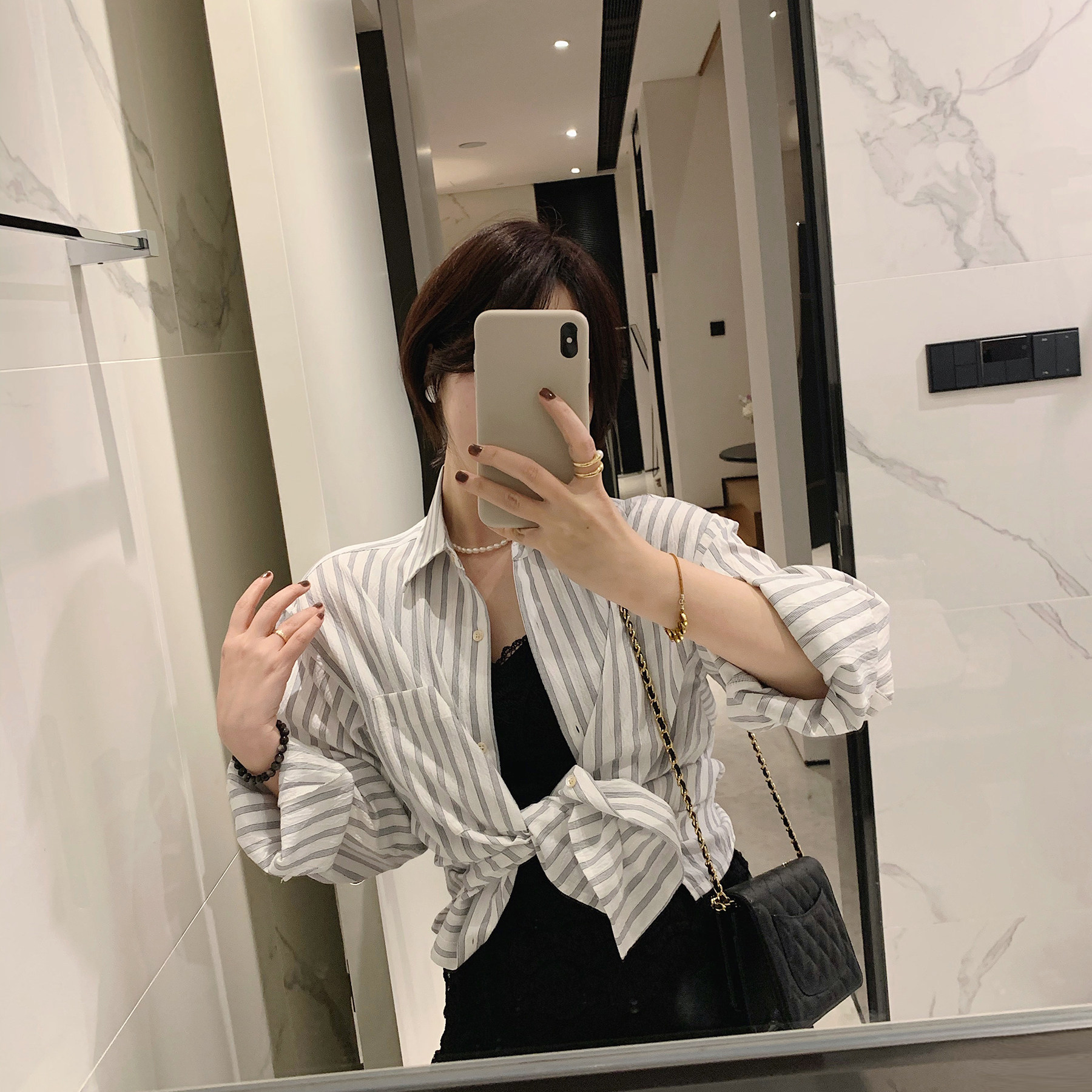 misslady竖条纹高品质长袖衬衫女2026新款上衣韩系简约百搭衬衣春