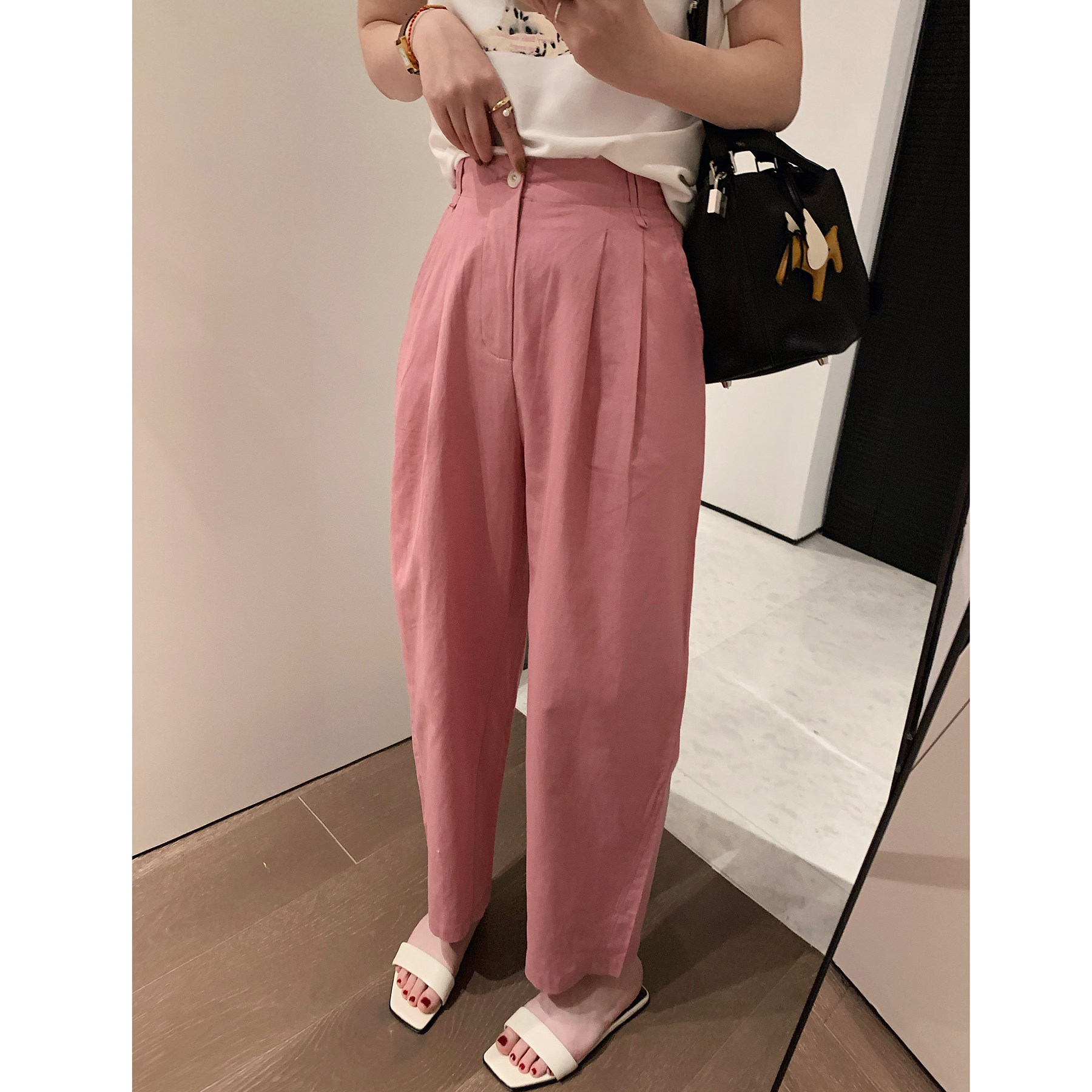 misslady复古纯色亚麻萝卜九分裤长裤女透气薄款高腰宽松显瘦新款,女装/女士精品,休闲裤,淘宝优惠券,粉丝福利购,淘宝优惠卷