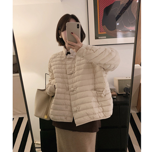 misslady国风新中式 蝴蝶结扣柔软轻薄羽绒服面包棉服宽松慵懒显瘦
