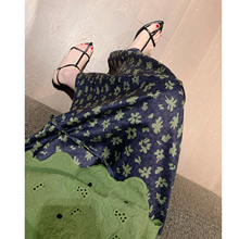misslady碎花开叉高腰松紧半身裙女夏慵懒气质直筒中长款复古显瘦