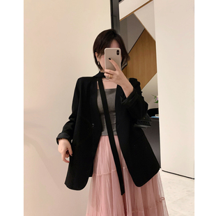 misslady时髦小个子复古黑色西装 外套女上衣chic收腰气质韩系西服