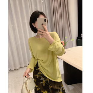 misslady纯色薄款 显瘦百搭潮 针织衫 女上衣套头慵懒宽松防晒长袖