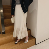 misslady韩版 气质显瘦针织鱼尾荷叶半身裙显瘦显腿长纯色高腰长裙