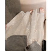 misslady复古刺绣蕾丝半身裙松紧高腰宽松显瘦百搭中长款 裙子新款