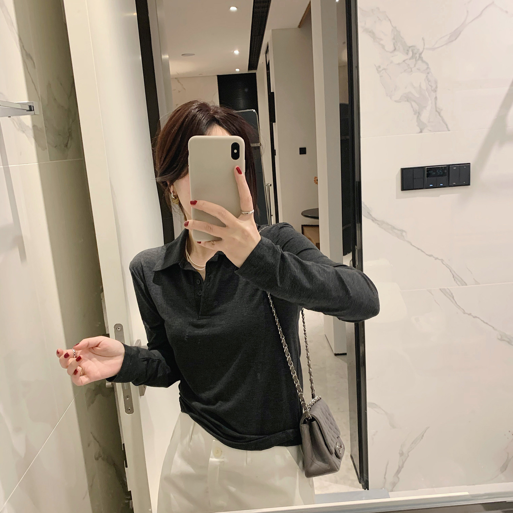 misslady洋气柔软纯色翻领长袖T恤女上衣修身百搭显瘦春季新款潮,女装/女士精品,T恤,淘宝优惠券,粉丝福利购,淘宝优惠卷