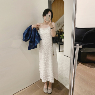 百搭 复古a字宽松好显瘦吊带连衣裙中长款 misslady自留韩版 设计款