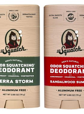 美国Dr. Squatch无铝男士香体膏天然精油deodorant清新去除异味
