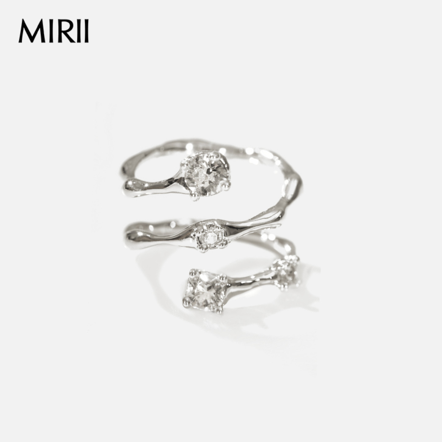 MIRII秘日 三圈缠绕锆石戒指 小众设计原创高级感轻奢精致关节戒