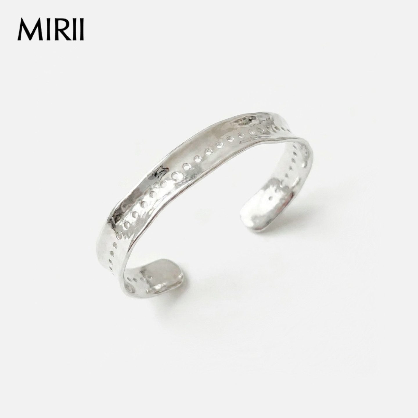 MIRII秘日 小众设计简约银色手镯高级感亮面轻奢开口个性生日礼物