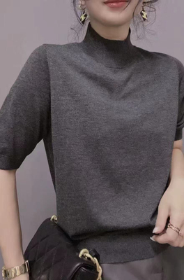 衣唯硕27010秋冬新款寸领百搭短袖小金标针织打底衫女