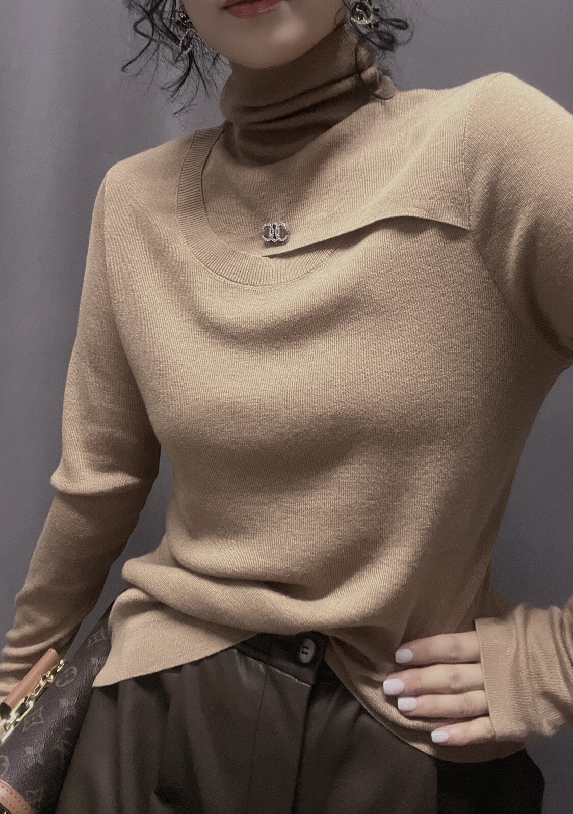 衣唯硕86017秋冬新品爆款时尚修身高领薄款羊毛长袖针织打底衫女