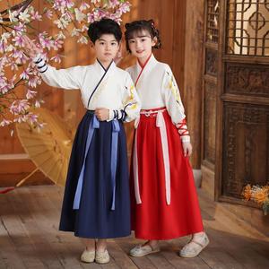 汉服男女童国学服中国风儿童表演服春夏新款三字经演出服装古装
