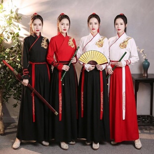 古装剑舞打鼓武侠风汉服女中国风女侠裙裤演出侠客雪龙吟古典舞蹈