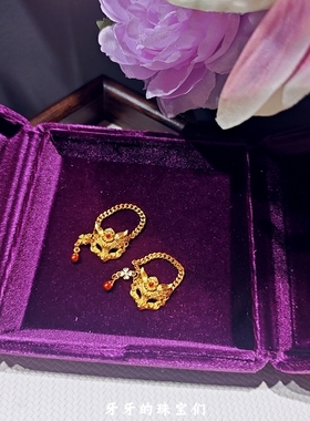 金店同款古法澜焰狐面戒指錾刻新中式狐狸面具祥瑞指环送女友礼物