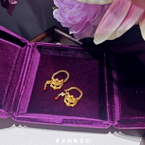 大店同款古法澜焰狐面戒指錾刻新中式狐狸面具祥瑞指环送女友礼物