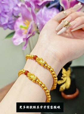 新中式轻奢风国潮古法貔貅红瑙瑙转运珠手链本命年貔貅手串