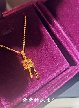 金店同款古法点钻六字真言赚金桶项链国潮百搭轻奢设计感女