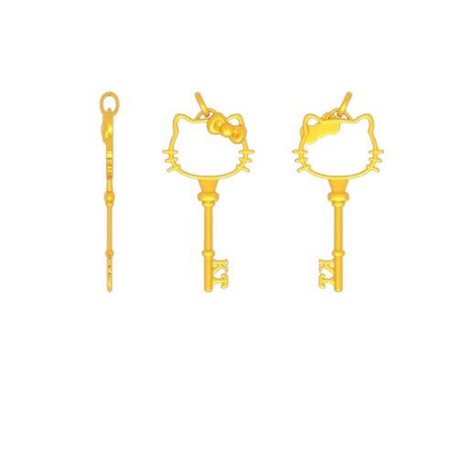 新款hellokitty猫钥匙扣吊坠黄金石膏模具黄金银首饰diy石膏模具