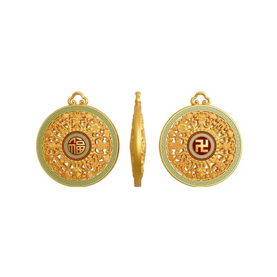 金刚杵八宝罗盘吊坠石膏模具古法花丝如意吉祥八宝金银居家打金