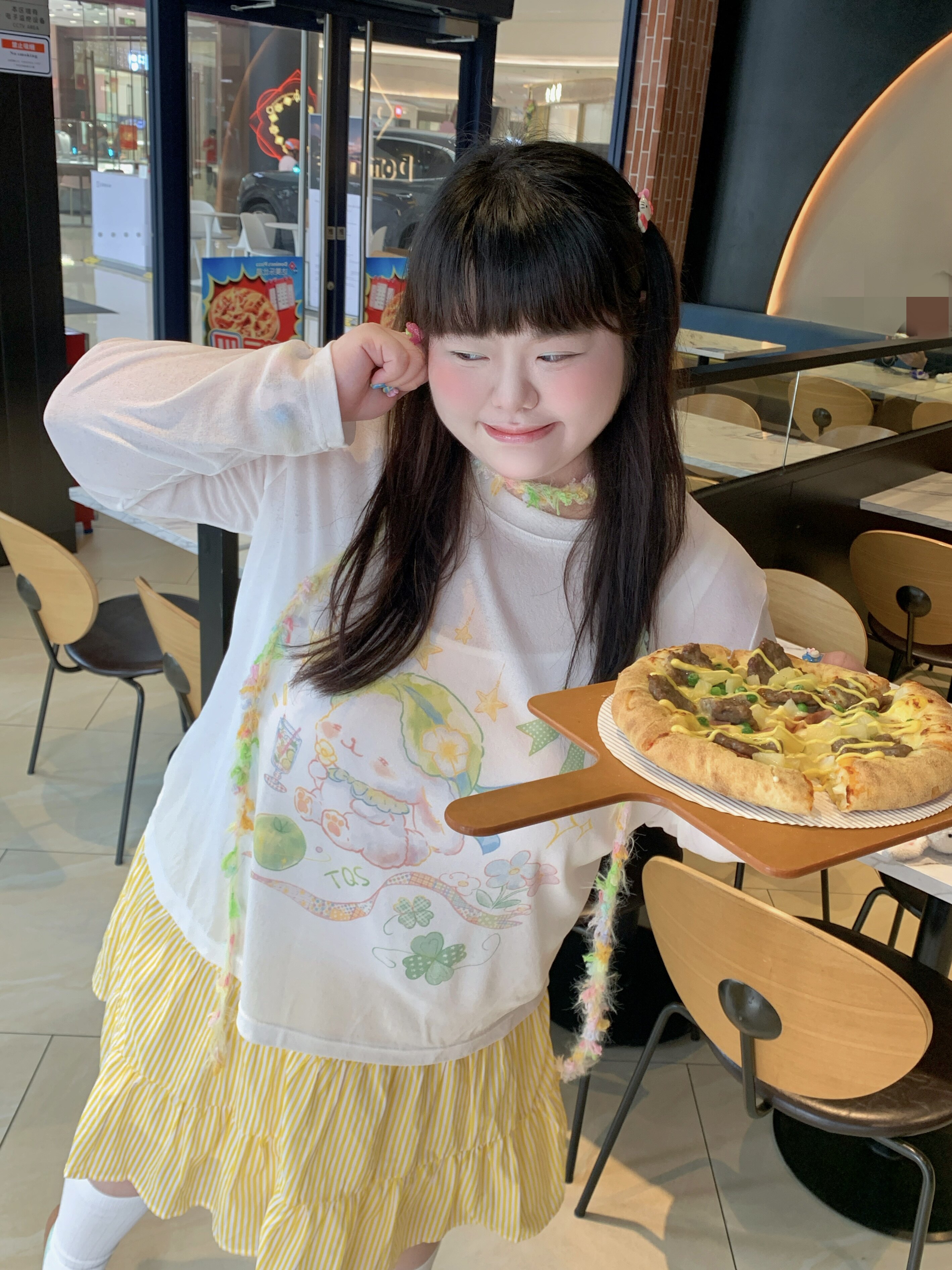 绿野萌兔/桃气酥原创夏季百搭韩系可爱大码正肩宽松长袖防晒T恤