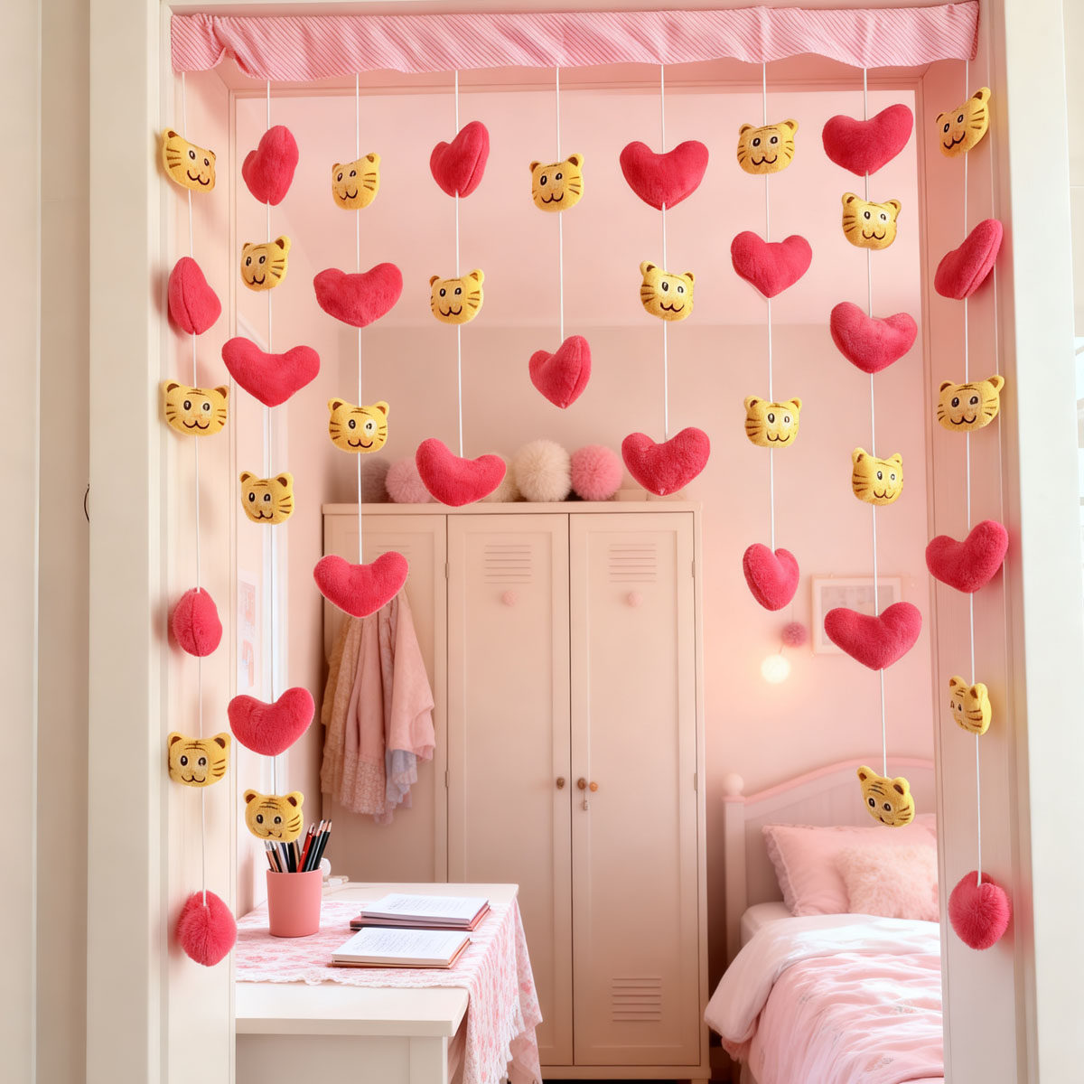 萌虎纳福免打孔门帘卧室厨房